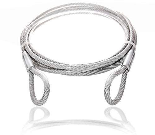 Drahtseile24 Cable de acero revestido con ojales, cable de acero con trabillas, cable de trabilla, antirrobo para muebles de jardín, muebles de terraza, bicicleta | Grosor: 6 mm (4 en 6) | Longitud: 1