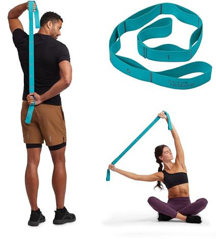 Gaiam Restore Resistance Band Stretching Strap - Stretch Legs & Arms with Medium Resistance Loops, Multiple Holds for Increased Range of Motion, Flexibility or Strength Training