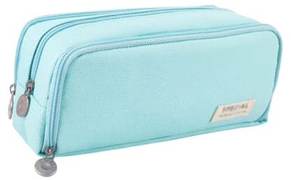 iSuperb Astuccio Grande Portamatite Capacità Pencil Case 3 Scomparti Borsa dei Trucchi per Ufficio di Scuola Media Studenti (Blu)
