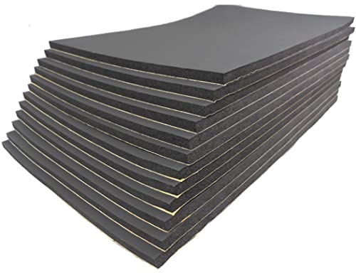ZESLIV Auto insonorizzazione Isolamento 12 Fogli 30X50cm (5mm) fonoassorbente Spugna Adesivo Stuoia Antirombo Antivibrante Schiuma Fonoassorbente Autoadesiva Tappeto Isolante