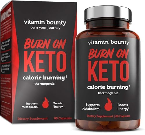 Vitamin Bounty Burn On Thermogenic Keto Fat Burner for Men & Women - Weight Loss Supplement with Raspberry Ketones - Metabolism Booster, Energy Pills, Appetite Suppressant - 60 Capsules