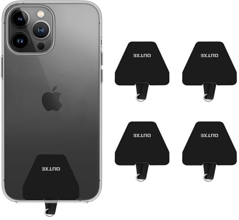 OUTXE Universal Phone Tether Tab with Adhesive, 4 Pack Phone Lanyard Replacement Part for Phone Strap - Black