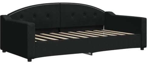 VidaXL Letto Da Giorno In Tessuto Nero 90x190 Cm, Divano Letto Singolo Per Ospiti, Divano Letto Moderno
