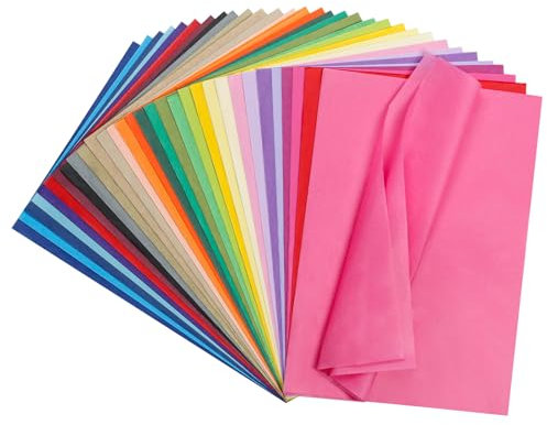 Navie Mobi 500 Blatt Transparentpapier Bunt,30 Farben Seidenpapier Verpackungsmaterial,A4 Einpackpapier Bastelpapier für Basteln Verpacken DIY
