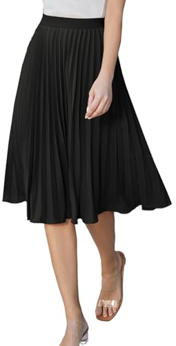 GRACE KARIN cl2473 - Gonna da donna a pieghe, forma ad A, a vita alta, lunghezza al ginocchio, elegante, L