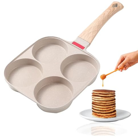 QUXING Crepe Pfanne 19cm Antihaftpfanne Omlettpfanne Pfannkuchen flache Pfanne ，Antihaft,Induktionstauglich und Gasherd,für Eiern, Speck, Schinkenscheiben，Spiegelei Ei Pancakes (Weiß)