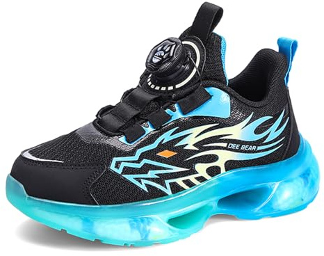 Xinghuanhua Zapatillas de deporte para niños y niñas, zapatillas de correr 2023, ligeras, modernas, transpirables, zapatillas deportivas, zapatos de ocio, talla 28-39, S Negro Azul, 38 EU