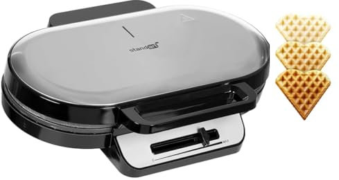 standart | Doble gofrera - 2 gofres al mismo tiempo | Máquina de gofrado con ajuste de temperatura y revestimiento antiadherente | Gofrera corazón con 2 indicadores luminosos