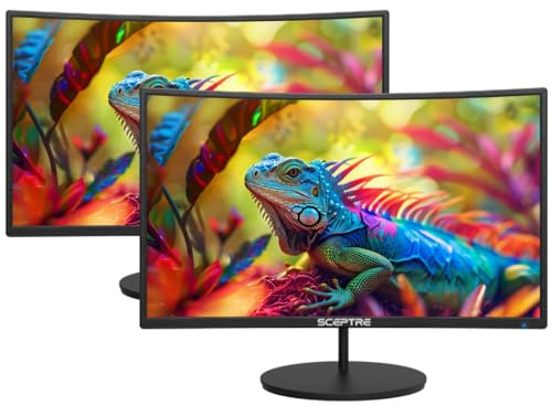 2-Pack Curved 27 Inch FHD 100Hz Computer Monitor, HDMI X2, R1500, 1ms, 100% sRGB, Built-in Speakers, Wall Mount, Tilt, Professional and Gaming, Machine Black
