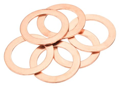 QUARKZMAN 6 Pièces Rondelles Plates en Cuivre, Rondelles d'Écrasement Plates Métriques en Cuivre Amélioré, 28x40x1.5mm, pour Raccords Hydrauliques Vis Écrou Réparation Électronique