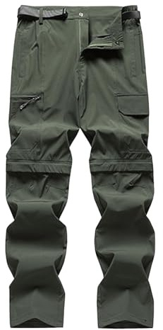 Pantaloncini da trekking da uomo con zip rimovibile, pantaloni da escursionismo elasticizzati, pantaloni da trekking a vestibilità regolare, pantaloni sportivi a contrasto di colore, pantaloni da