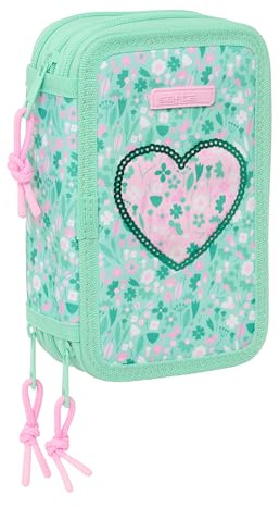 safta Cuore - Trousse Scolaire avec 37 Outils Inclus, pour Enfants de 5 à 14 Ans, Pratique et Polyvalente, qualité et résistance, 12,5 x 5,5 x 19,5 cm, Menthe (Menta), M, Décontracté