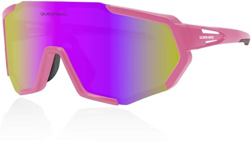 Queshark Occhiali Veloci, 32g Ultraleggero | Anti-UV400 | TR90 Telaio | Antiscivolo, Occhiali Sportivi Uomo per Ciclismo Corsa Guida Pesca Golf Sport All'aperto
