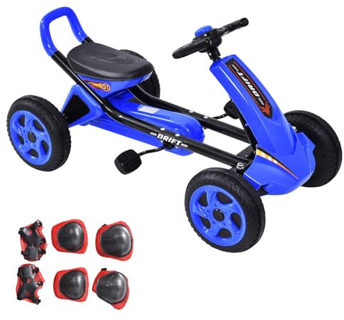 Go-Kart Reppy - Véhicule à pédale de pompier avec frein à main - Voiture à pédale pour enfant - Avec siège réglable - 4 N