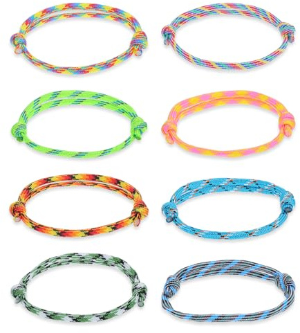 ValueBargain Set di 24 bracciali in corda nautica, da surfista, da uomo, regolabili con treccia di gomma, impermeabili e antistrappo, per sport acquatici, attività all'aperto e regali
