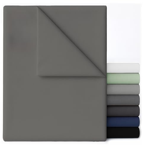Dreamzie Lenzuolo Matrimoniale Sopra Antracite 230x270 - Microfibra Spazzolata Morbida per letto 140x200/150x200 - Certificato Oeko-Tex
