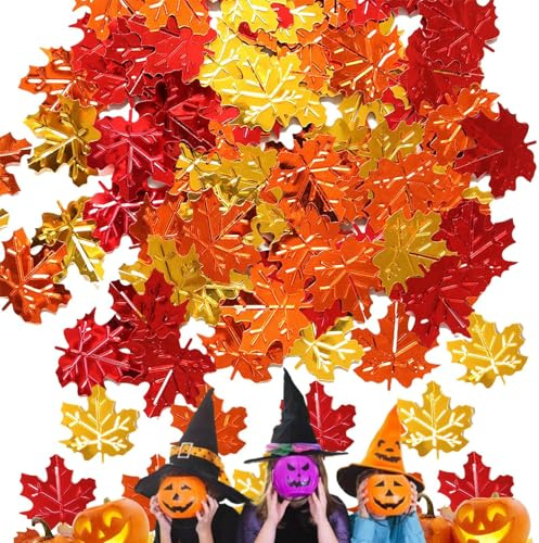 Coriandoli autunnali a forma di foglie d'acero, da spargere sulla tavola, 15 g, a forma di foglie d'acero, da spargere sulla tavola per il Ringraziamento