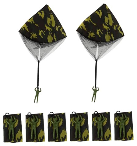 ifundom 8 pièces Jouets Parachute Camouflage Jeux Extérieurs de Lancer à Main pour Garçon Fille Simulation de Descente Militaire Activités Familiales Plein Air