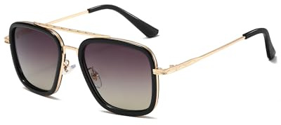 SHEEN KELLY Lunettes de soleil Hommes Femmes Rétro Pilote Carré Cadre en métal Rectangle Classique Mode Lunettes
