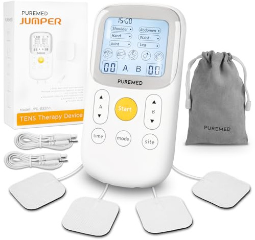 Electroestimulador muscular TENS, 30 modos, 15 niveles de intensidad, para aliviar el dolor, máquina EMS portátil de doble canal para espalda, hombros, cadera y rodilla con electrodos reutilizables