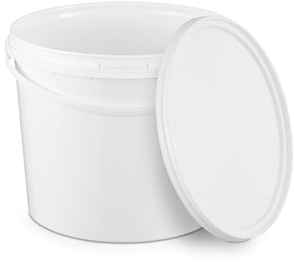 BenBow Secchio con coperchio 5l bianco 100x 5 litri sicuro per gli alimenti, stabile, ermetico, a prova di perdite, inodore - contenitore di plastica, con manico - vuoto