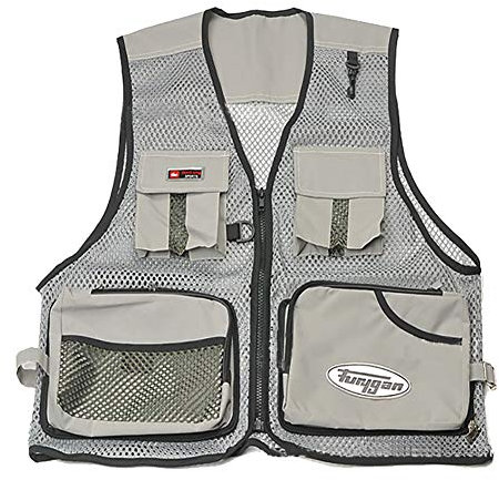 Daoba Herren Mesh Multifunktionsweste Summer Outdoor Sport Weste mit Vielen Taschen für Angeln Jagd Camping Safari (Grau, EU L (Asia XL))