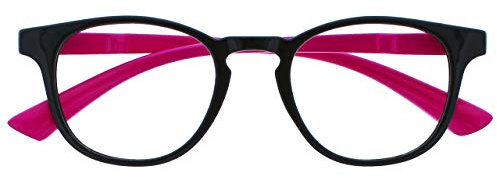 OPULIZE Bop Blue Light Blocking-Kinderbrille Ohne Stärke Runder Rahmen Federscharniere Schützt Augen, Verbessert Schlaf Reduziert Kopfschmerzen Computer Gaming Schwarz Rosa Bügel Jungen Mädchen B47-F