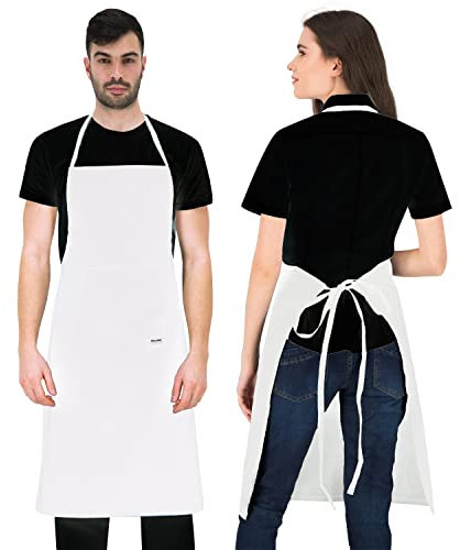 PALLTEX Borago Kochschürze Männer Kochschürze Damen Schürze Damen Schürze Herren für Kochen Basteln Malen Backen (Weiss)