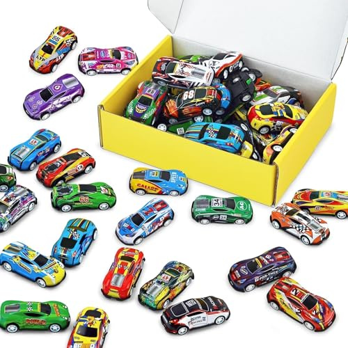 Vileafy 30 Mini Race Cars for Classroom Prizes, Party Favors for Kids 4-8 Years Old, Bulk Small Pull Back Car Toys for Treasure Box, Mini Toys Cars for Boys and Girls Goodie Bag Stuffers for Kids