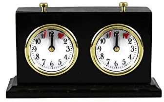 Turnier Chess Clock Analog Charcoal Stained Wood With Stand