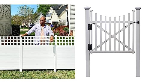 Zippity Outdoor Products ZP19060 Keswick No-Dig Vinyl Kit 2-Pack (44 H x 42 W) Privacy Screen and Fence + Zippity Outdoor Products ZP19019 Manchester Vinyl Gate