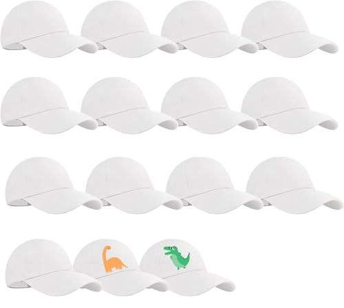 15 Pcs Kids Baseball Caps DIY Adjustable Sports Sunshade White Blank Hats