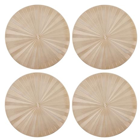 Mikasa 4pc PU Round Placemats, Gold, 38cm, Tagged
