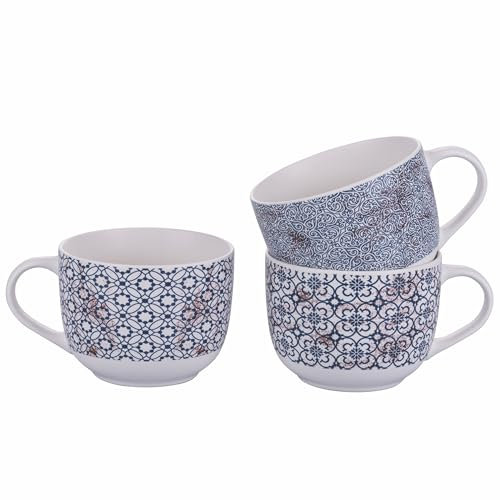 Villa d'Este Home Tivoli Lot de 6 tasses de petit déjeuner jumbo 300 ml en porcelaine, Kasbah