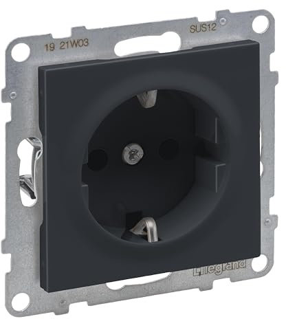 Legrand, SEANO Schutzkontakt-Steckdose mit erhöhtem Berührungsschutz, Anschlussdose, Steckklemmen, 16 A, 250 V, Farbe: Anthrazit lackiert, 765420