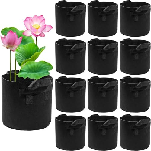 LZMDISU Paquete de 12 macetas de lirio para estanque, maceta acuática para estanque, macetas de tela reutilizables para plantas acuáticas, patatas, zanahorias, cebollas, flores