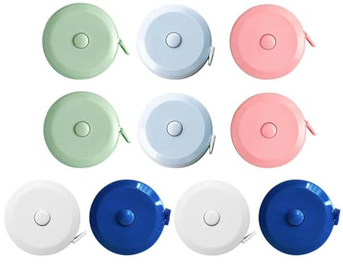 CWPFVQA 10 Stück Rundes, Automatisch Einziehbares Maßband, Mini-Tragbares Maßband, Nähmaßband, Stoffmaßband, Flexibles Maßband, Messwerkzeuge