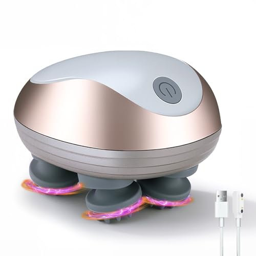 HNCY Kopfmassagegerät Elektrisch, Tragbar Kopfmassagegerät, Kabelloses Handmassagegerät, USB Aufladbar, 3 Modi, IPX6 Wasserdicht, Kopfmassage für Entspannung, Tiefenreinigung