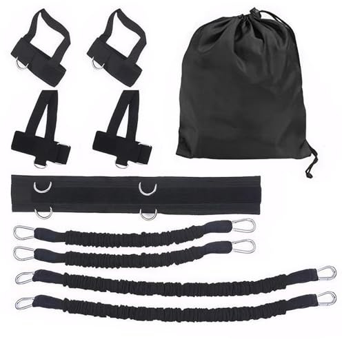 Set da 10 fasce di resistenza per boxe, con cinturino regolabile in vita, per uomo, con borsa portaoggetti, in lattice, per agilità, allenamento di resistenza, attrezzatura per boxe, attrezzatura