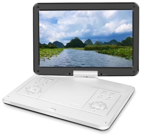 Mobil DVD HD Bärbar CD-spelare Videospelare Stor Skärm Roterbar Bärbar Kompakt Enkel Användning(White)
