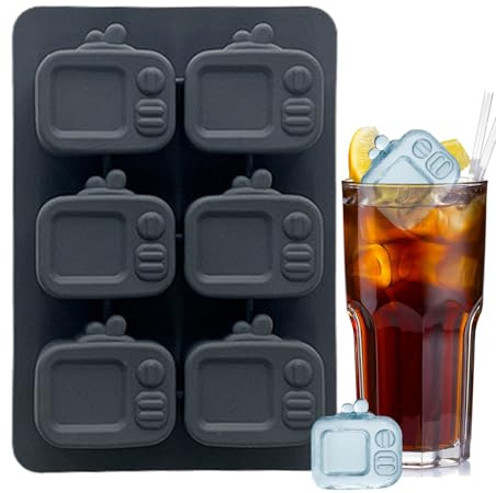 Moldes de Hielo de Silicona,Cubitera de Silicona con Forma de TV - Reutilizable con 6 Cavidades y Tapa para Elaboración de Bebidas Cócteles Hogar Restaurante