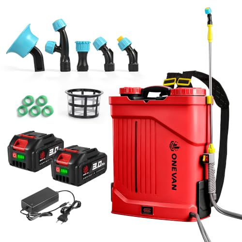ONEVAN Pulverizador Eléctrico 20L Función Mezcladora 2x3,0Ah y 5 Boquillas