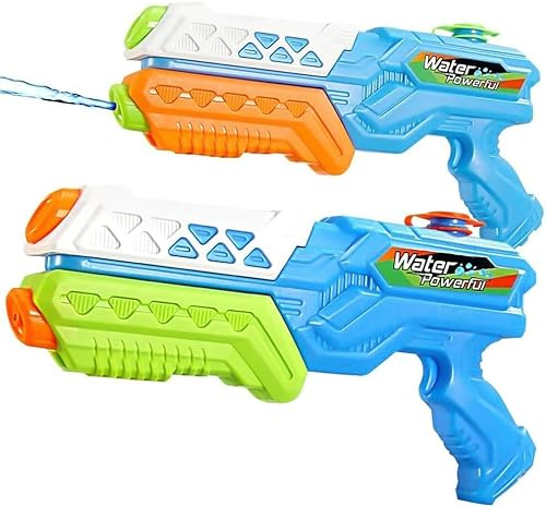 2-pack vattenpistol för barn, vattenpistol med lång räckvidd med 8–10 m spraybredd, vattensprutpistol 600 ml, vattenpistol för stränder, trädgårdar, pooler, sommarfasta vattenpistoler