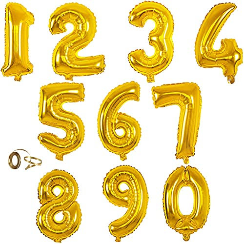MANUKA Ballon D'or Ballons Numéro D'or 0 à 9 Numéro Ballons pour Les Anniversaires de Mariage pour Les Fêtes D'anniversaires pour Les Mariages de Noël Les Décorations de Banquet du Nouvel An