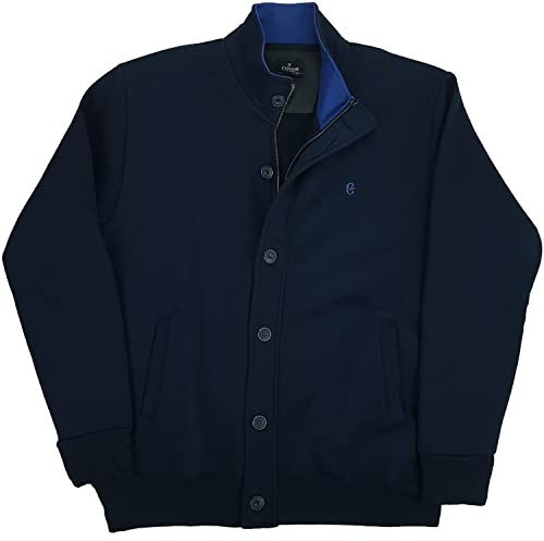 Coveri Felpa Cardigan Giacca con Bottoni Cerniera Tasche Zip Uomo Taglie Forti XXXXL 5X (4XL - Blu)