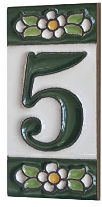 Keramikfliesen, Zahlen und Buchstaben, grünes Blumendesign, Fliesengröße: 7,5 cm x 3,5 cm, 2 bis 10 Fliesenrahmen (5)