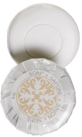 MAQA 100 pcs Savon jetable d'hôtel 15 GR Rond, Ligne de courtoisie pour hôtels et Chambres d'hôtes, Mini Savon pour Le Corps