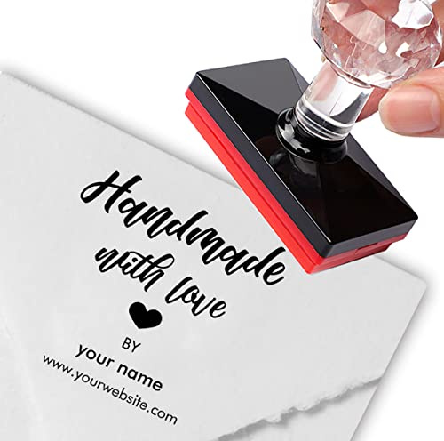 Sello personalizado personalizado hecho a mano con amor corazón y nombre maestro sellos de goma sello firma sello de pequeña empresa esencial
