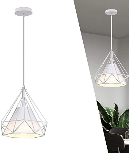 Estilo Nórdico Lámpara de Techo Colgante Retro Interior Luces Araña Diamante Iluminación Luz de Techo Vintage Industrial Decoración e Dormitorio Sala de estar Comedor, blanco rojo amarillo (blanco)