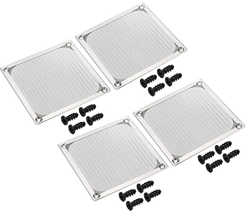 PATIKIL 120mm Fläktfilter Grillar med skruvar, 4st Aluminium Rostfritt Stål Dammtät Mesh Datorkåpa Fodral, Silver